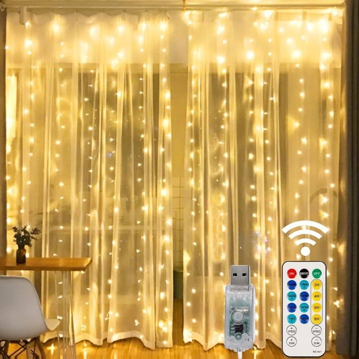 Usb System 300 Led Window Curtain String Light Wedding Party Home Garden Bedroom Outdoor Indoor Window And Wall Decorations - Rgb Light - Rgb Led Strip Light