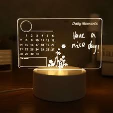 Acrylic Night Lamp with Writable Calendar Board and Erasable Pen – Buy Decorating Lights