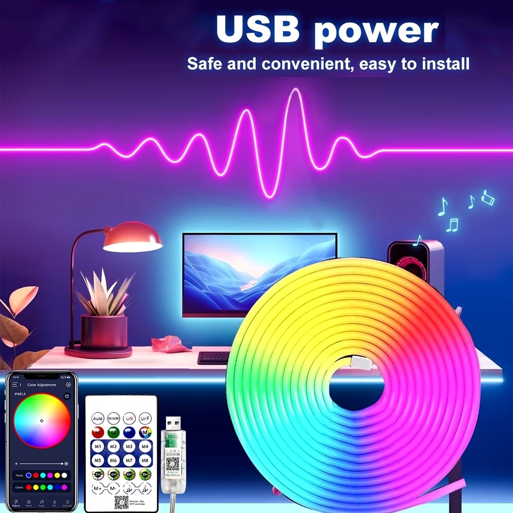 USB 5 Meter RGB Neon Light with App & Remote Control