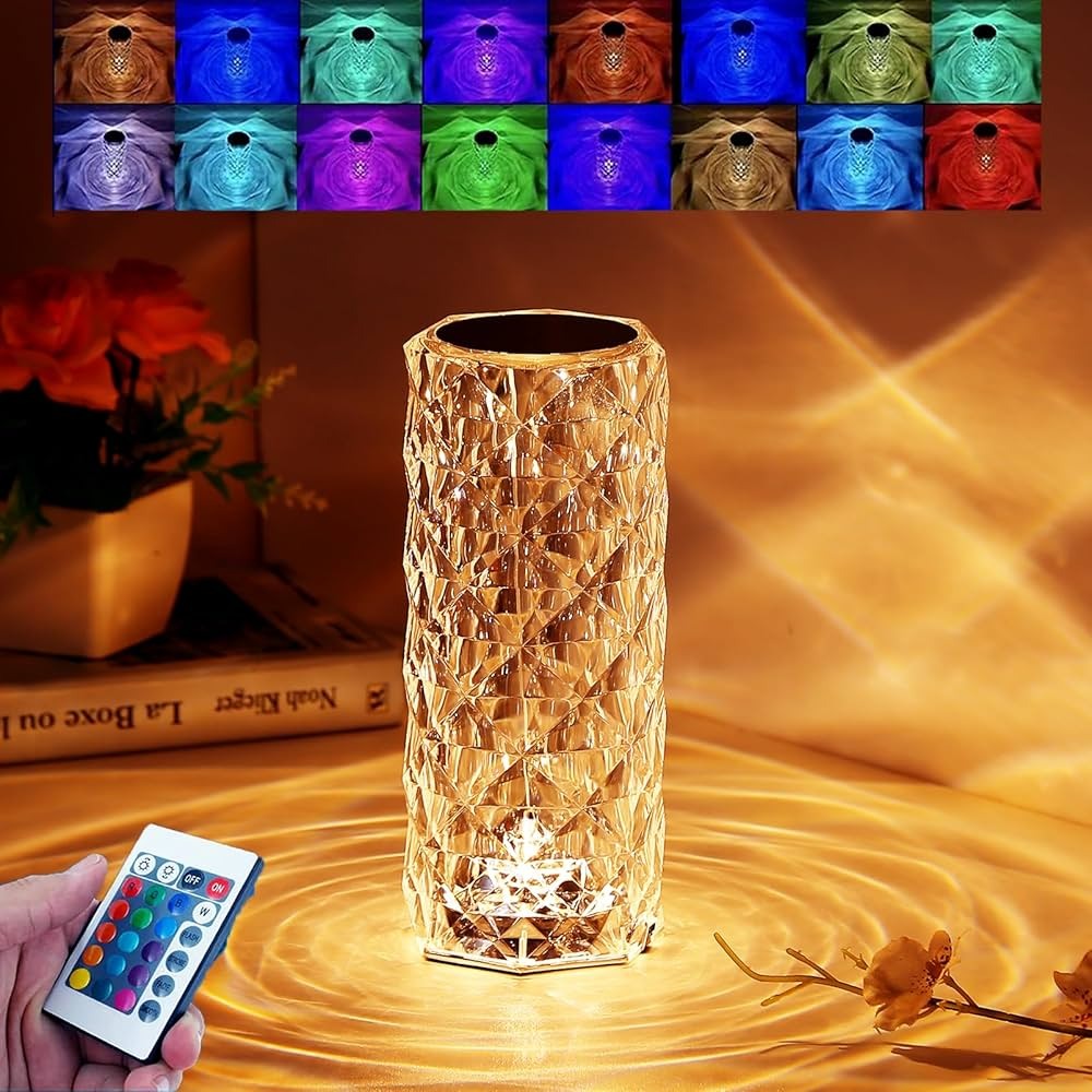 USB Charging Touch Lamp, RGB Crystal Lamp With Remote,Rose Diamond Table Lamp,LED Night Light (Multicolor) Atmosphere