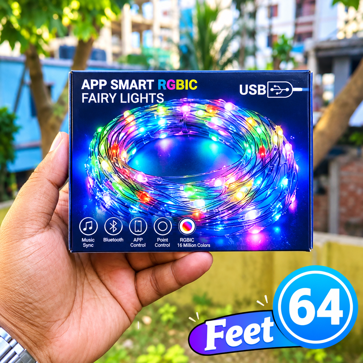 64ft USB Fairy Strip Lights Remote & App Control (Music Sync)