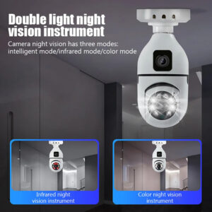 V380 Pro Dual Lens PTZ Bulb IP Camera with Superior Night Vision