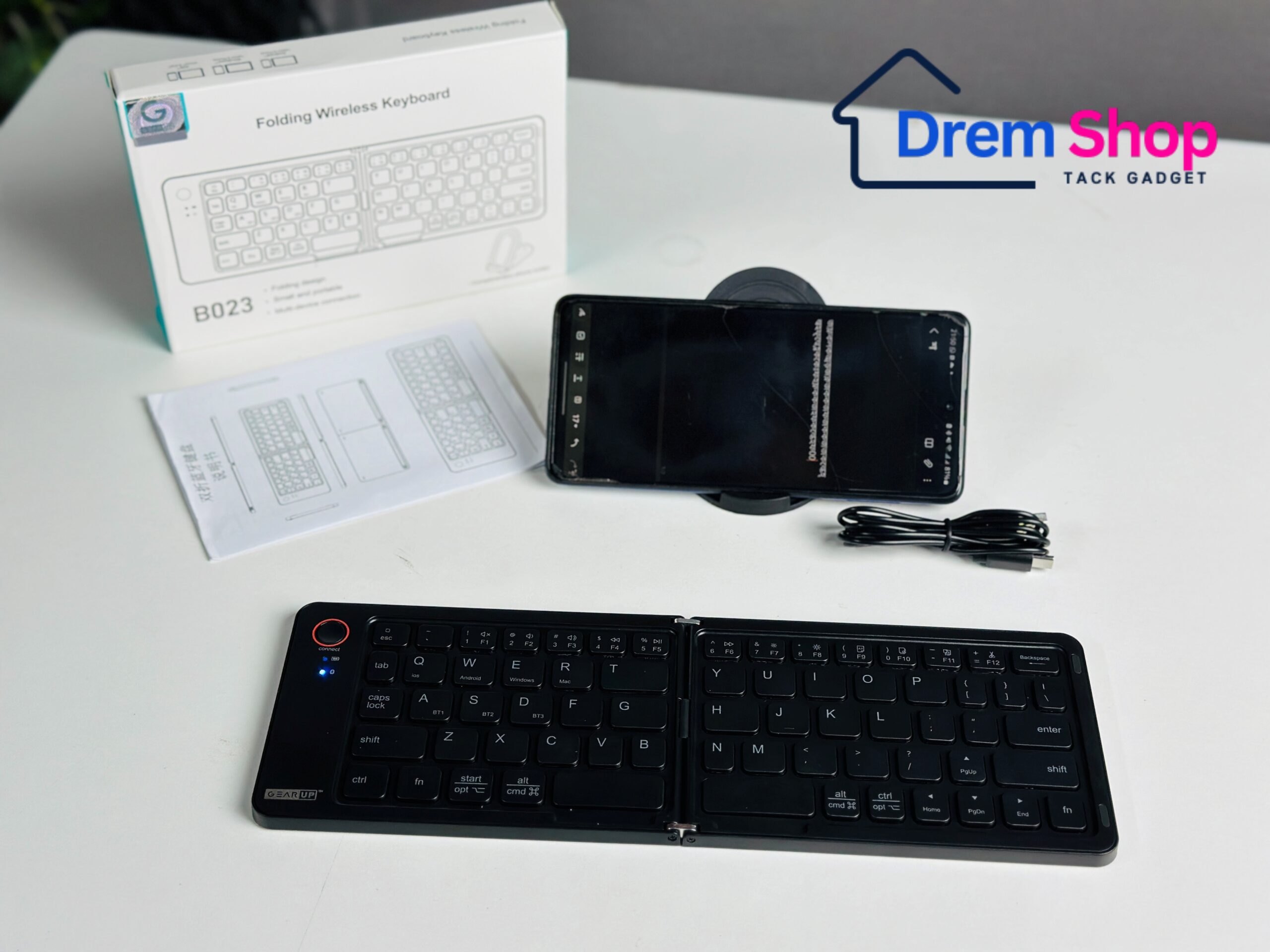 Rechargeable Foldable Pocket Bluetooth Keyboard Compatible iOS Android Windows Smartphone Tablet and Laptop