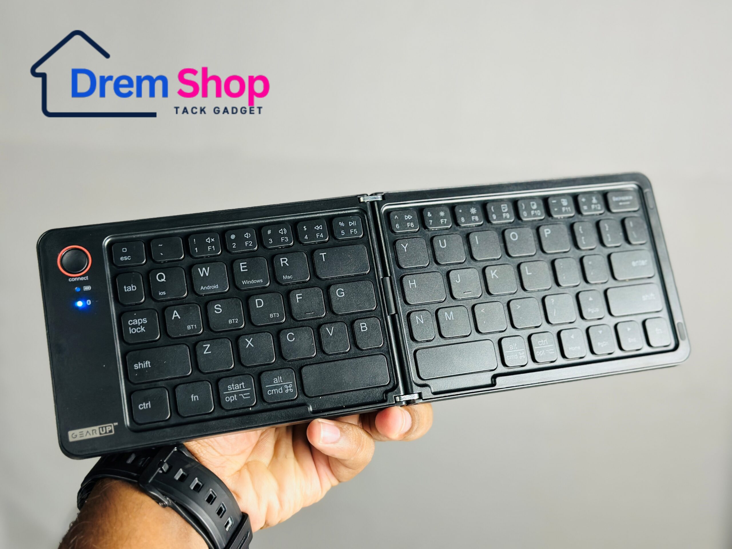 Rechargeable Foldable Pocket Bluetooth Keyboard Compatible iOS Android Windows Smartphone Tablet and Laptop