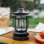 Multifunctional Rechargeable Stepless Dimming Handheld LED Camping Lamp Vintage Portable Lantern